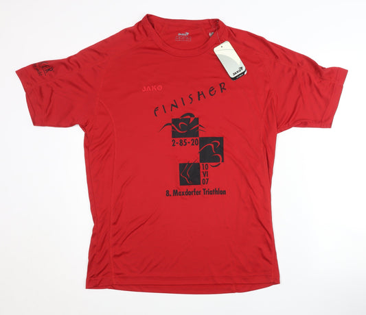 Mens UK Size L JAKO Red Triathlon T-Shirt