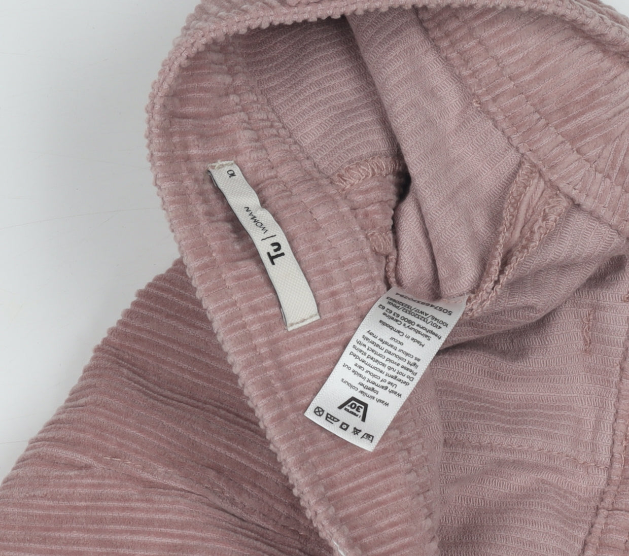 TU Women's Pink Corduroy Knee Length Skirt Size 10