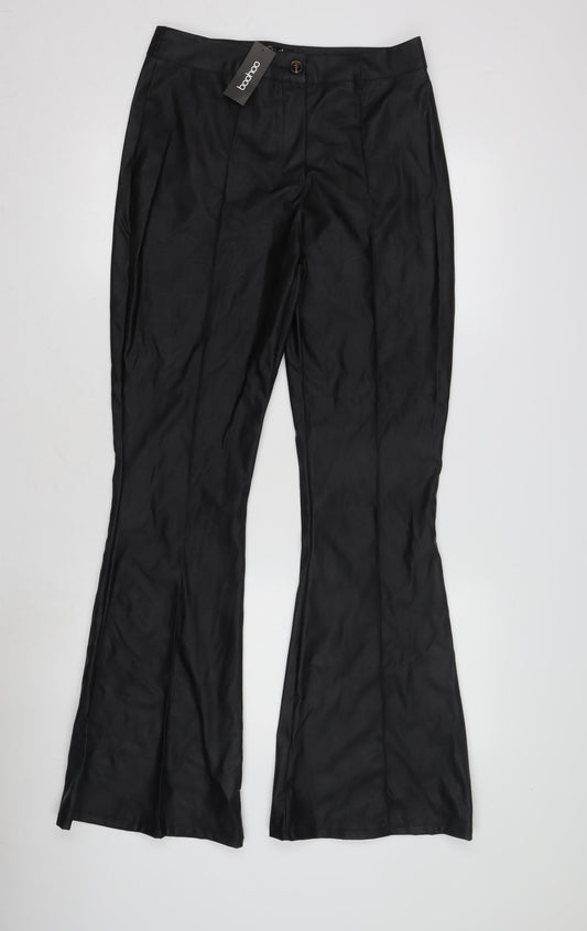 Womens UK Size 12 Boohoo Regular Fit Black Trousers