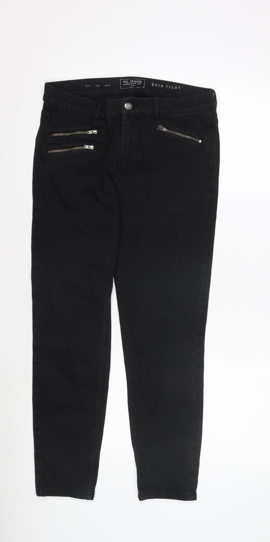 Additional front view of FC Jeans Women's Black Skinny Jeans, size 12