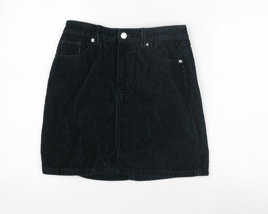 Additional front view of F&F Women's Black Corduroy Skirt, size 6, Casual