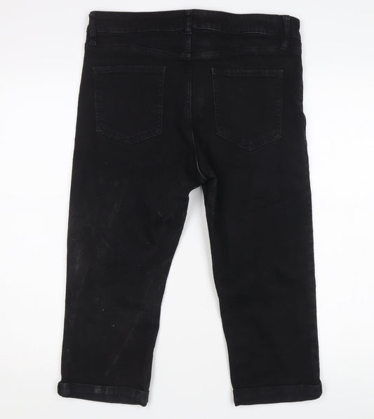 F&F Womens Black Cropped Denim Jeans Size 16