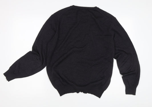 Charles Tyrwhitt Men's Black Wool V-Neck Jumper