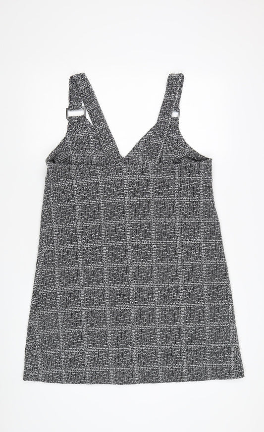 Nutmeg Women's Black Check Pinafore Dress Size 14