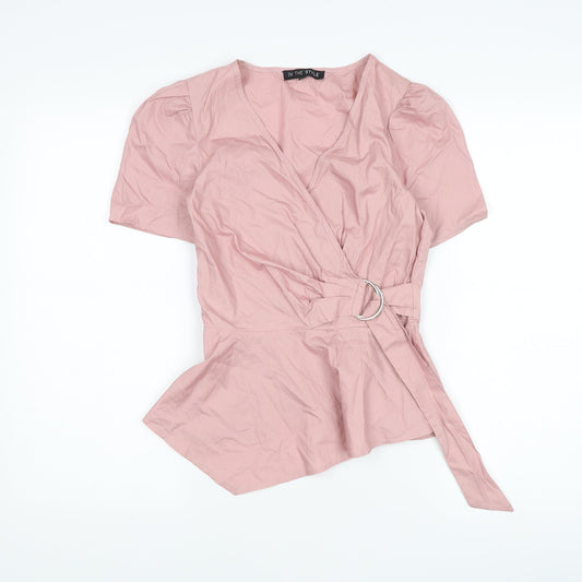 Womens UK Size 8 In the Style Pink Wrap Blouse