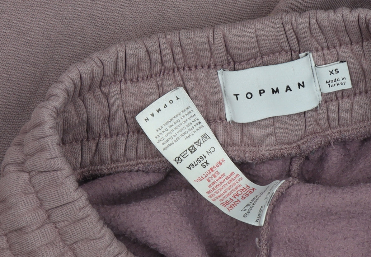 Close-up detail of Topman Men's XS Purple Jogger Trousers with Pockets