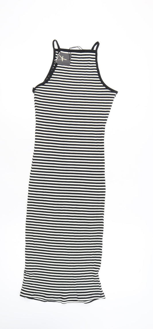 Atmosphere Women's Black Striped Midi Slip Dress - Size 12