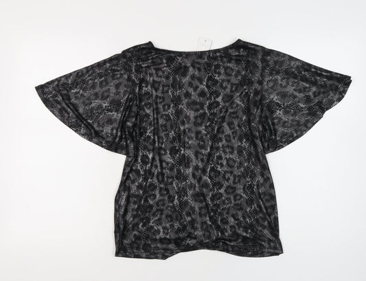 Marina Kaneva Women's Black Animal Print Top, Size 12