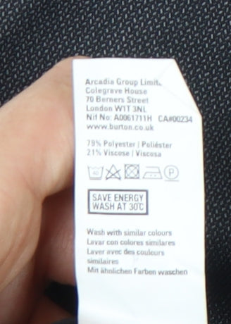 Brand and care label for Burton Menswear Grey Men's Dress Trousers, 32R