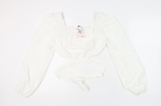 Womens UK Size 14 Missguided White Wrap Blouse