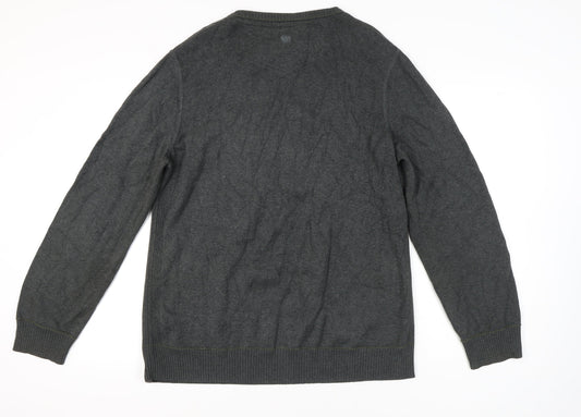 Fat Face Men's Grey Wool V-Neck Pullover Jumper XL