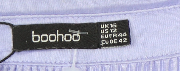 boohoo Women's Purple Collared Open Front Long Sleeve Top - Size 16