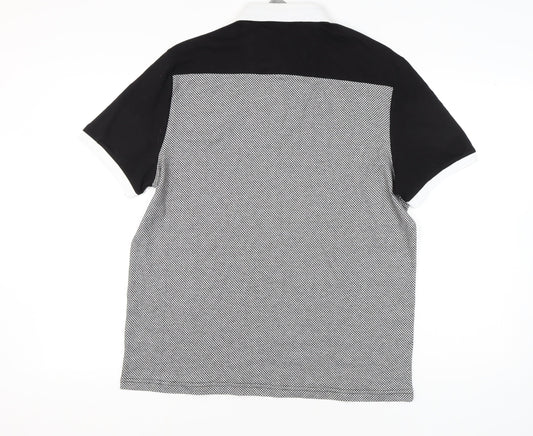 George Men's Black Polo, L, Stand-Up Collar