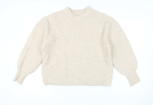Additional front view of ASOS DESIGN Women's Beige Mock Neck jumper, size 8