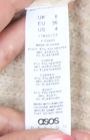 ASOS DESIGN Women's Beige Mock Neck Pullover Jumper Size 8