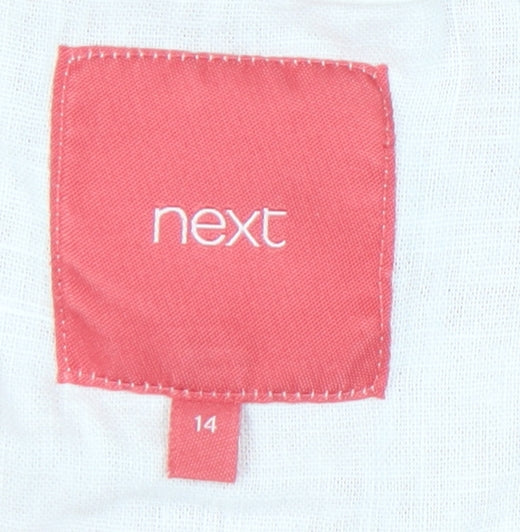 Next Women's Red Striped Linen Dress Size 14