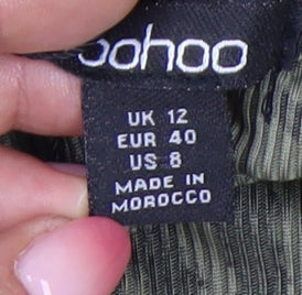 Boohoo Women's Green Animal Print Pencil Skirt