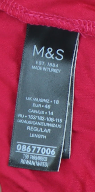 Marks and Spencer Women's Red A-Line Midi Skirt Size 18