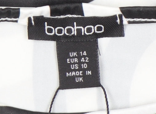 boohoo Women's Black & White Striped Bodycon Dress Size 14