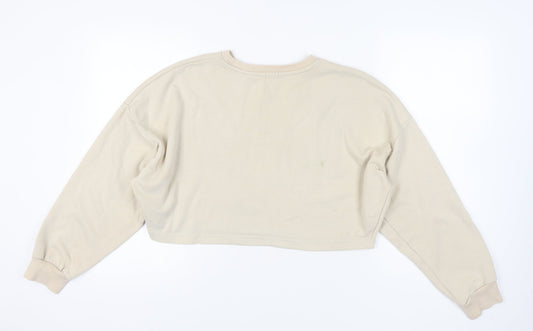 Boohoo Women Beige Pullover Sweatshirt L