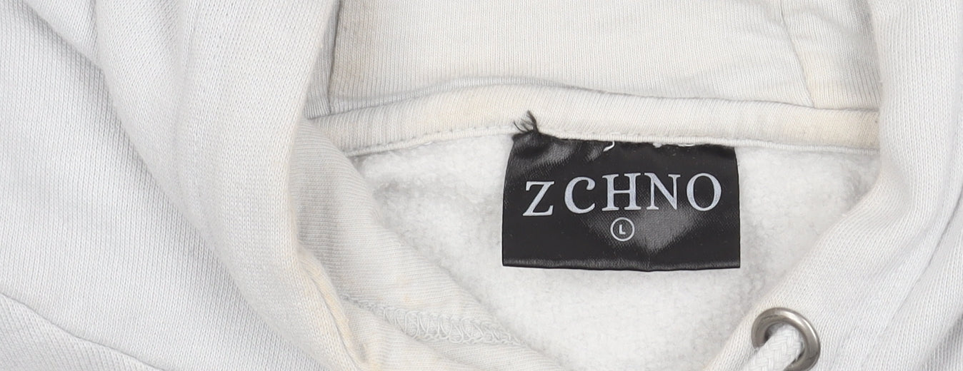 ZCHNO Unisex White Pullover Hoodie L - Casual Comfort