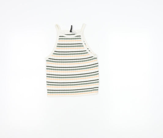 H&M Women's Multicoloured Striped Cropped Tank Top