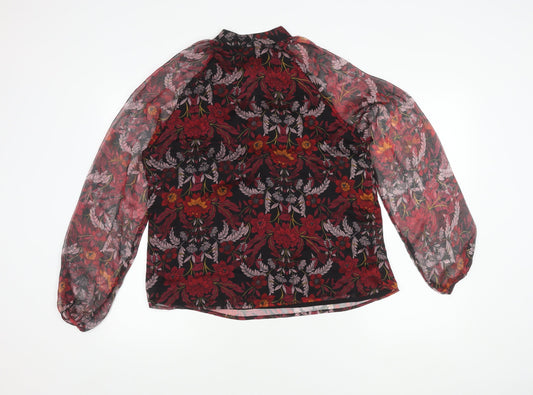 Glamorous Women's Floral Tunic Blouse, Black, Size L