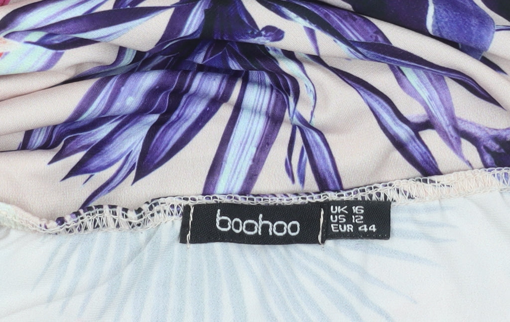 Boohoo Womens Multicoloured Floral A-Line Dress Size 16