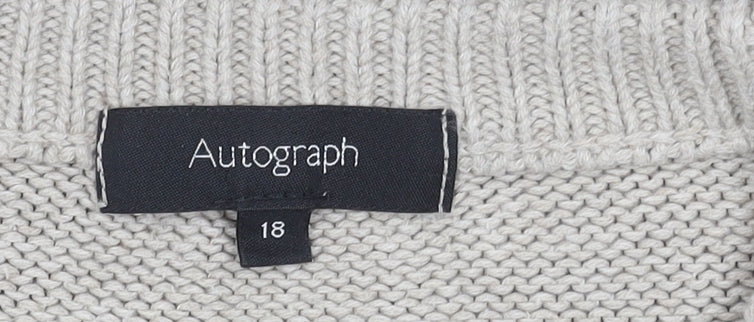 Autograph Women's Beige Stripe Pullover Jumper Size 18