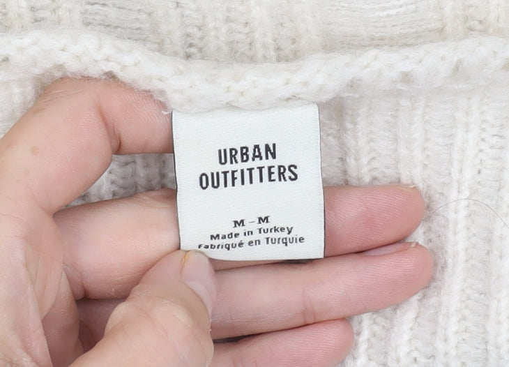 Brand and care label for Urban Outfitters Women's Ivory V-Neck jumper - M