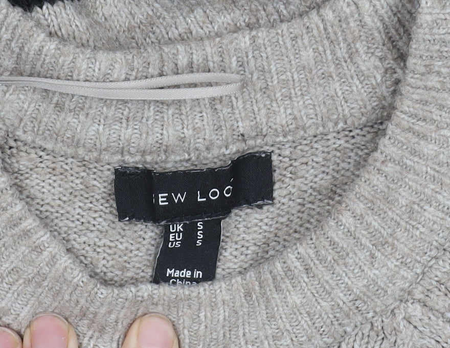 Womens UK Size S New Look Beige Pullover Jumper