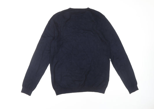 Zara Man Blue Pullover Jumper V-Neck M