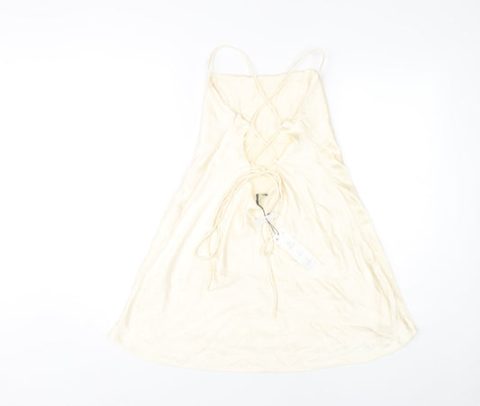 Zara Women's Ivory Slip Dress Size 12 Sleeveless