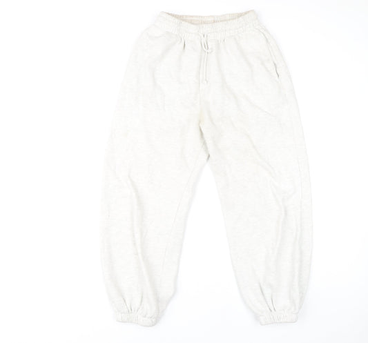 Womens UK Size S Zara Relaxed Fit Jogger Ivory Trousers