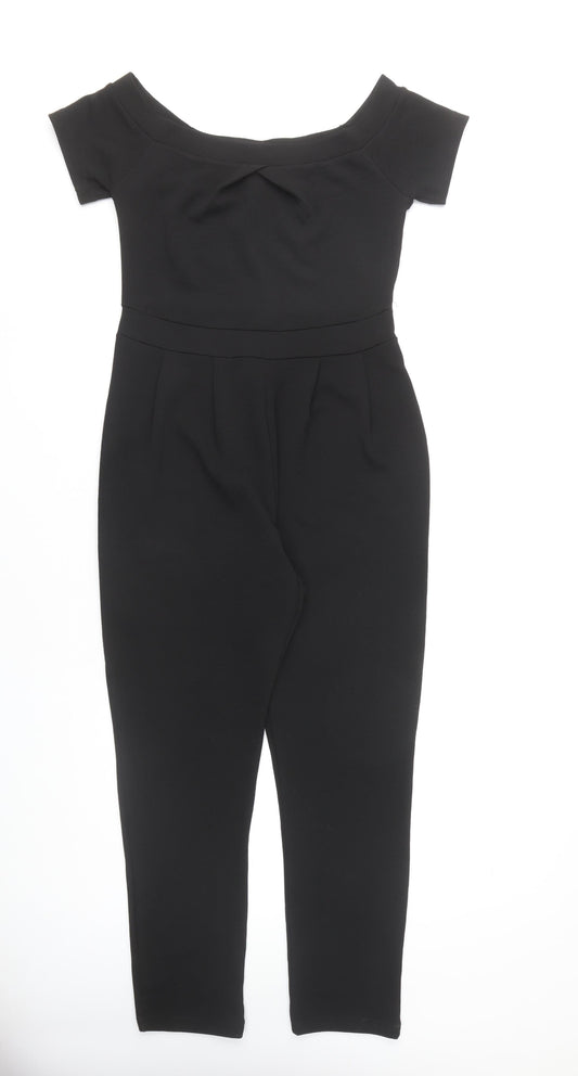 Additional front view of Cameo Rose Women's Black Off the Shoulder Jumpsuit, size 14
