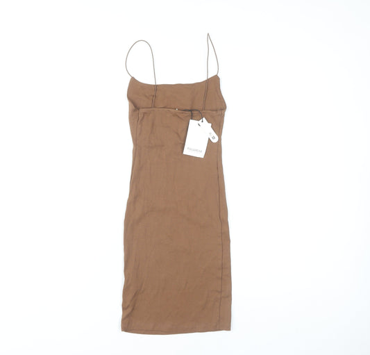 Pull&Bear Women's Brown Slip Dress XS - Casual Summer
