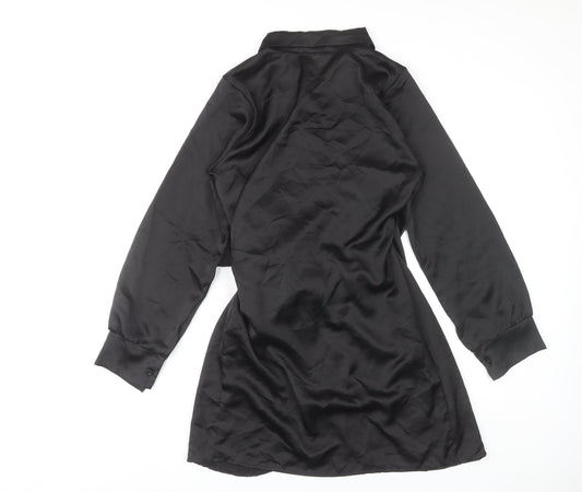 I Saw It First Black Wrap Dress, Size 16, Women's Long Sleeve