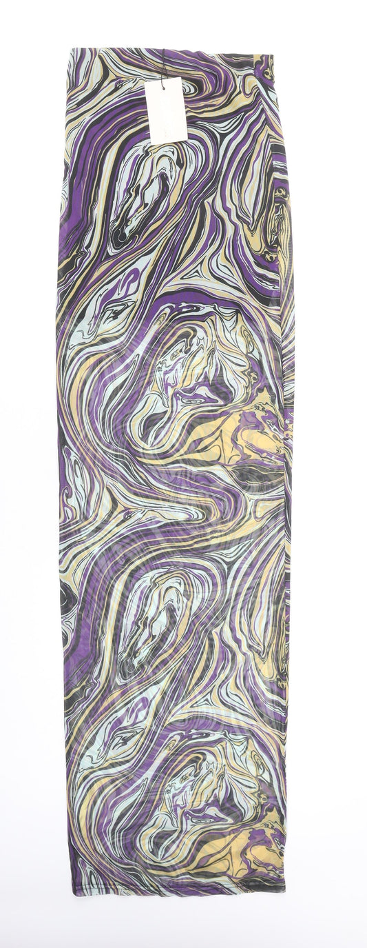 Missguided Women's Long Multicoloured Geometric Skirt, Size 8