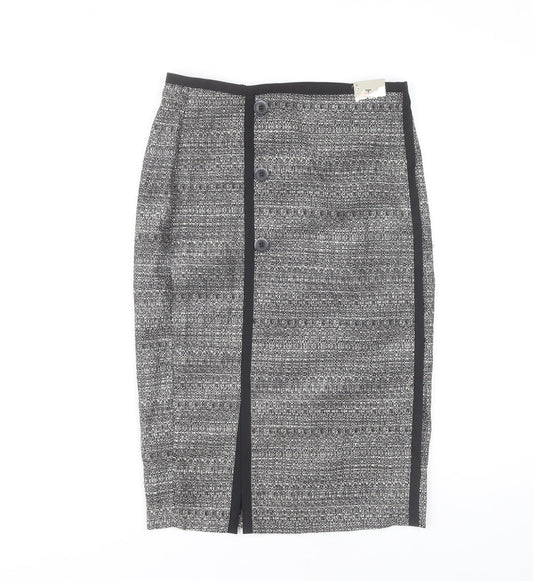 Additional front view of Tu Women's Grey Geometric Pencil Skirt Knee Length Workwear