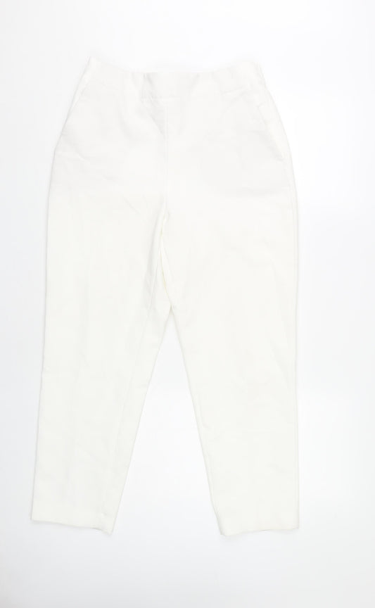 Womens UK Size M Zara Regular Fit White Trousers