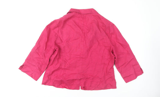 East Women’s Pink Linen Blazer Size 16 3/4 Sleeve