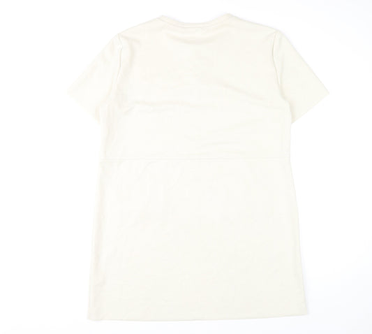Zara Women's Ivory Shift Dress, Size 16, Short Sleeve