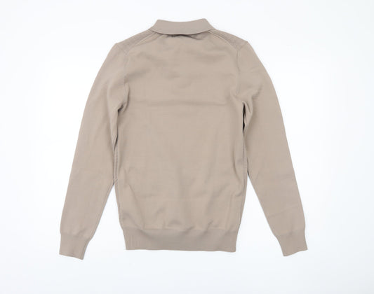 River Island Men's Beige Collared Full Zip Jumper S