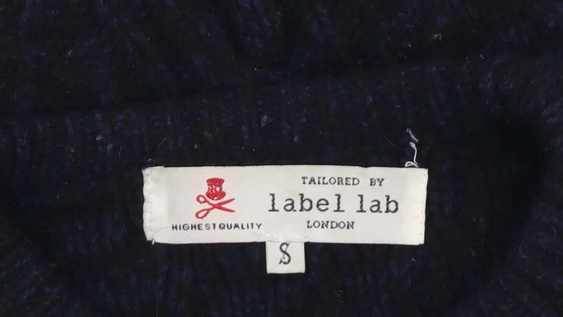 Label Lab Men's Black Cable-Knit Wool Jumper, S