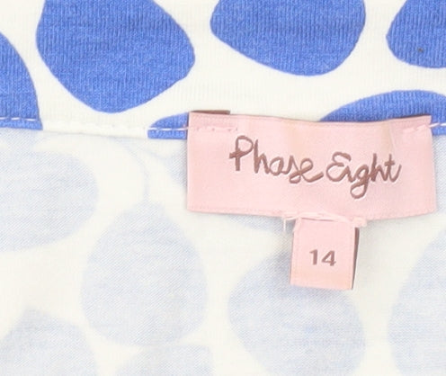 Phase Eight Women's Blue Geometric T-Shirt Size 14