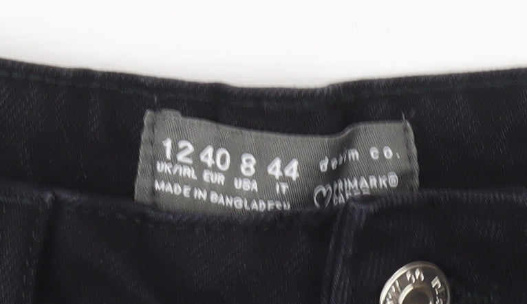 Primark Women's Black Denim High Waist Shorts, Size 8