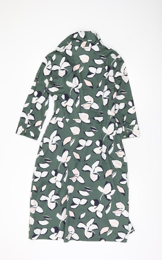 Hobbs Women's Green Floral Shirt Dress Size 8