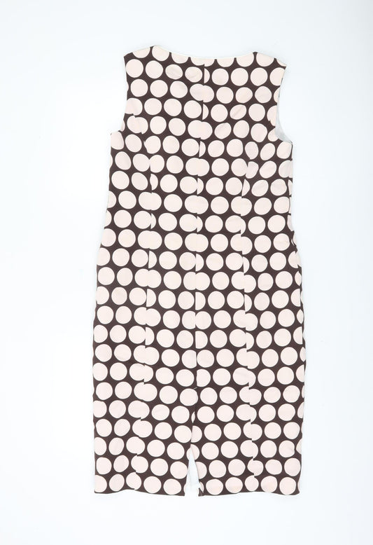 CC Petite Women's Brown Polka Dot Sheath Dress Size 8