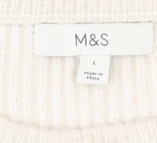Womens UK Size L Marks and Spencer Beige Pullover Jumper