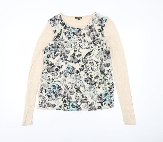 Additional front view of Warehouse Women's Beige Floral jumper S